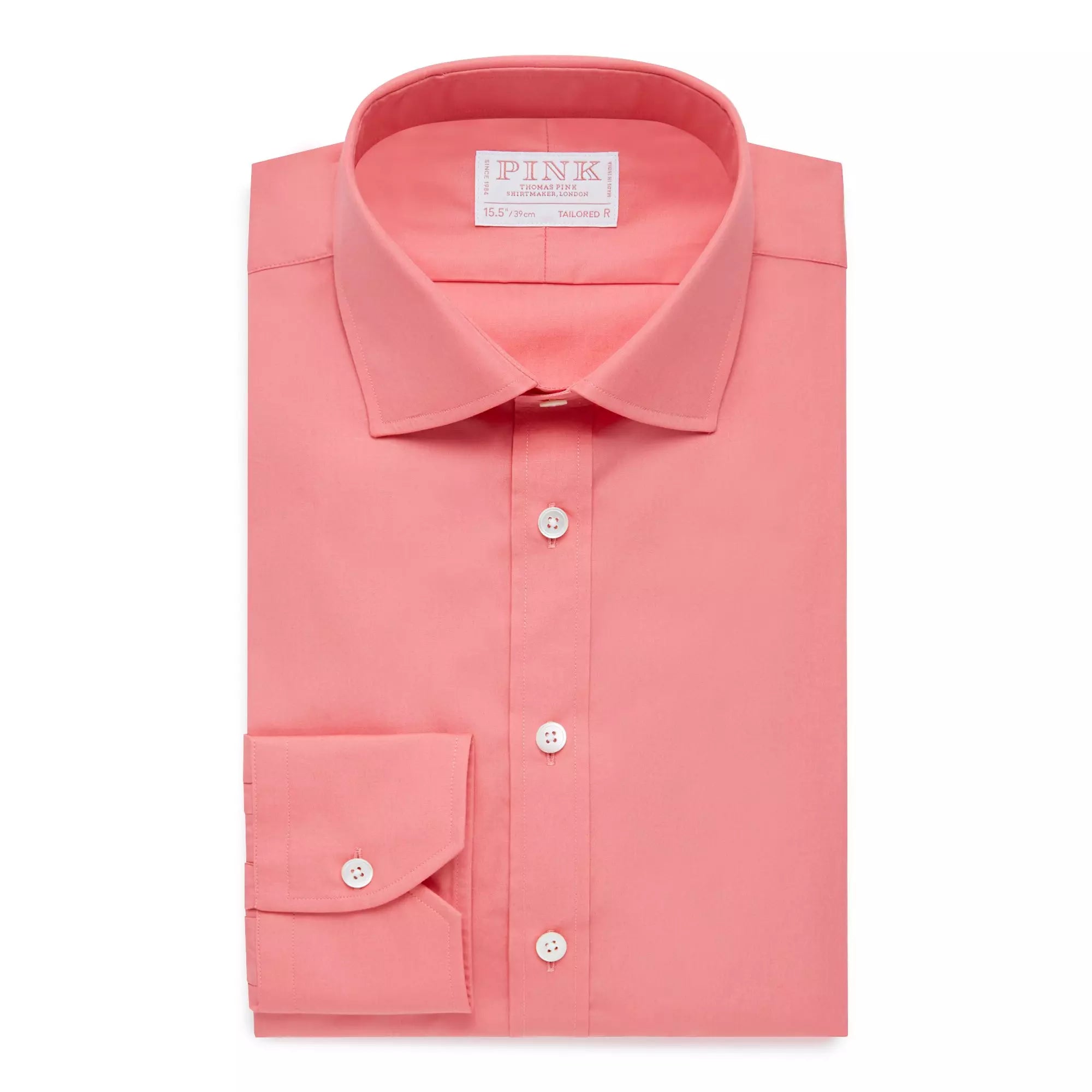 Coral Pink Tailored Fit Superior Solid Plain Formal Shirt – Thomas