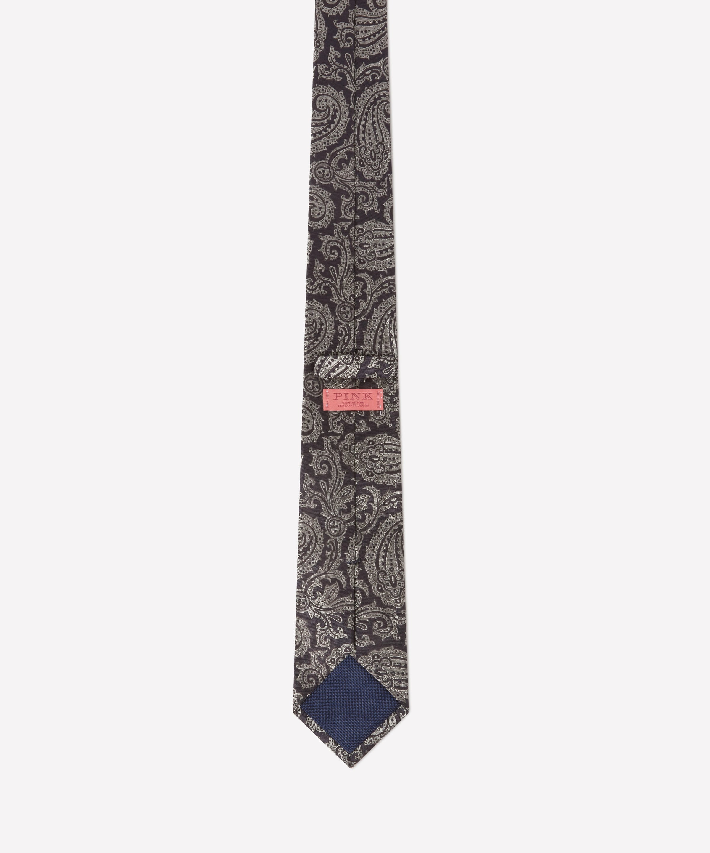 Black & Grey Contrast Paisley Silk Tie