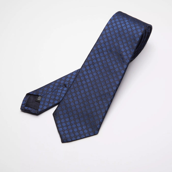 Blue Silk Jacquard 3D Dot Woven Tie