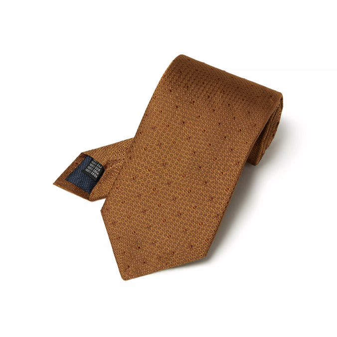 Mustard Yellow Pin Dot Textured Silk Woven Tie
