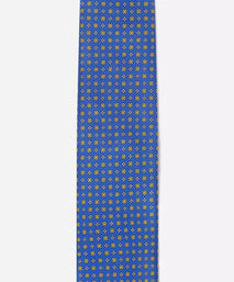Blue & Yellow Small Biscuit Motif Silk Printed Tie