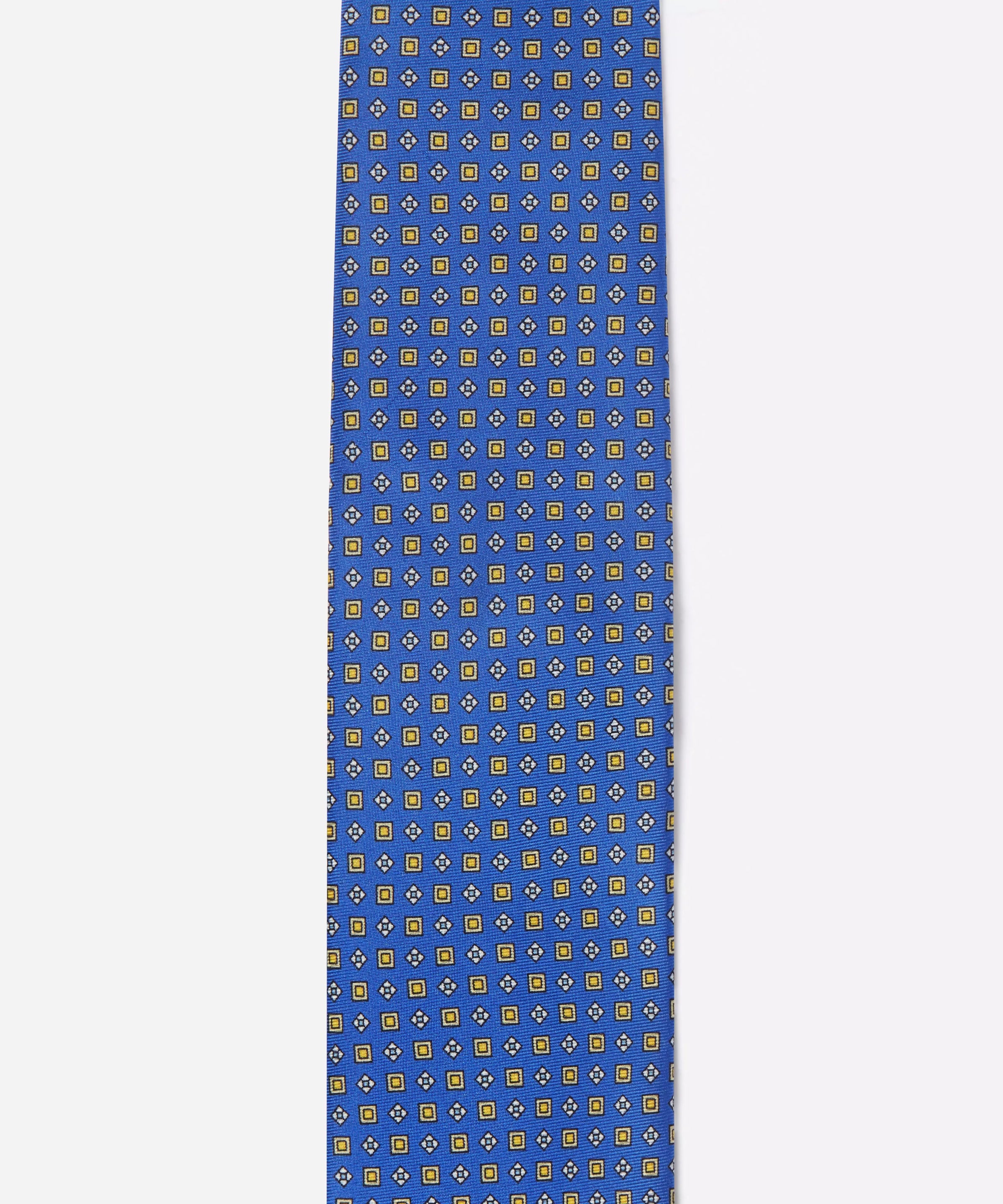 Blue & Yellow Small Biscuit Motif Silk Printed Tie