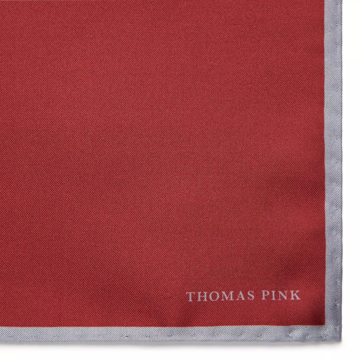 Burgundy Red & Grey Silk Twill Woven Pocket Square