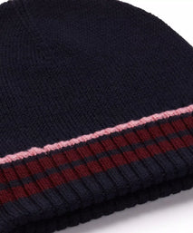 Navy Blue Knitted Merino Wool Hat & Scarf Set
