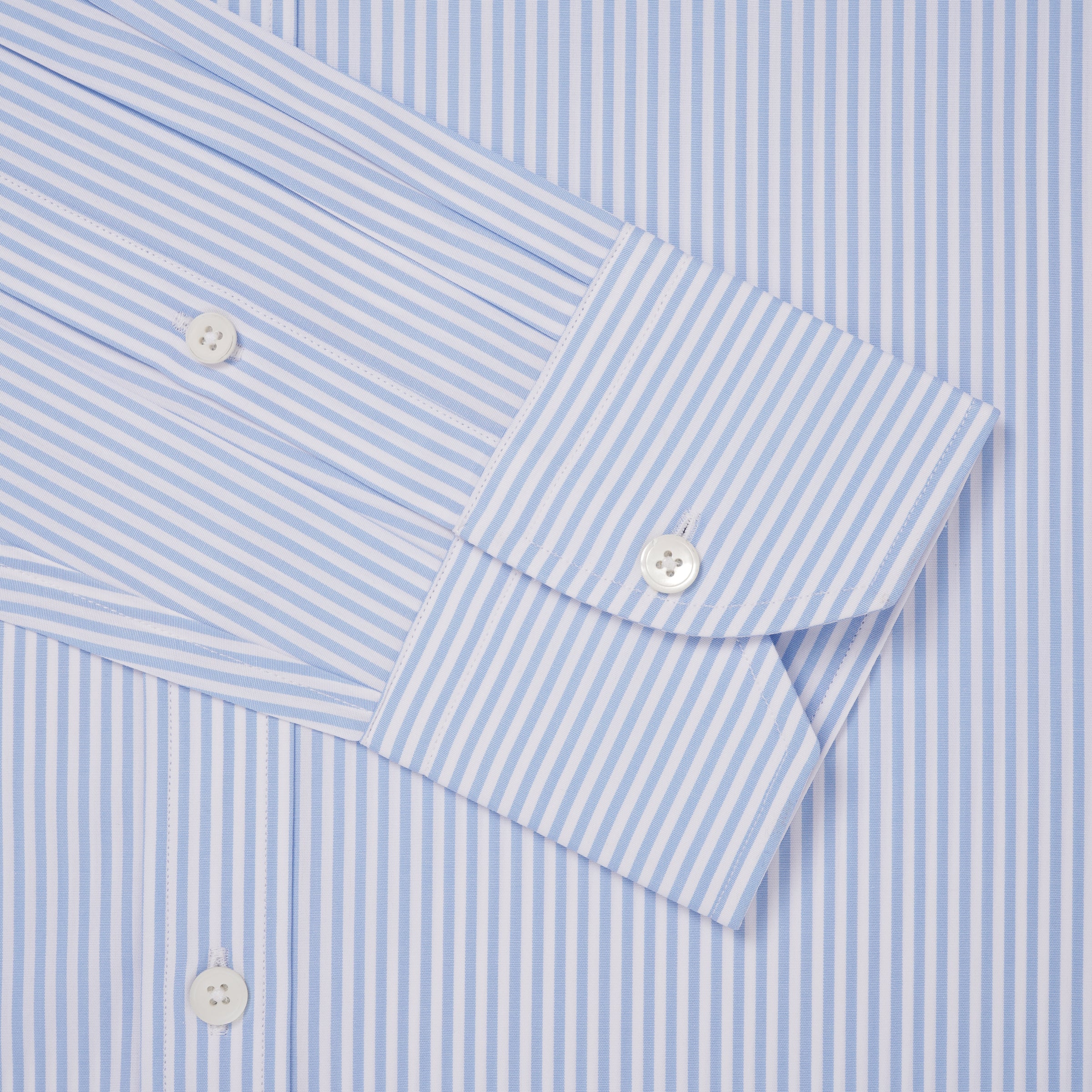 Pale Blue & White Slim Fit Essential Bengal Stripe Formal Shirt