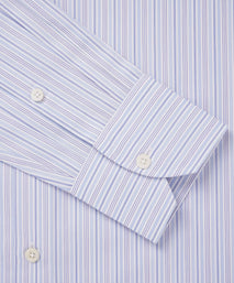 Blue & White Slim Fit Supraluxe Multi Stripe Formal Shirt