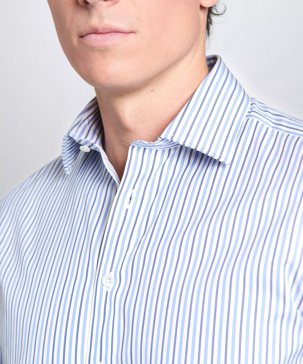 White & Blue Classic Fit Regent Track Stripe Formal Shirt