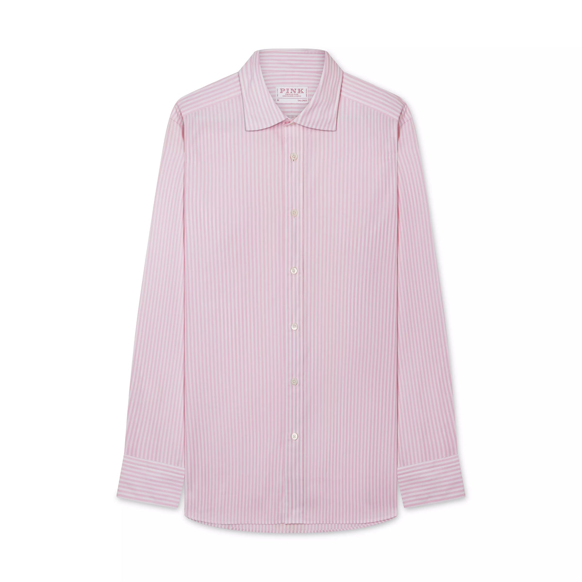 Pink & White Classic Fit Smart Casual Cotton Stripe Shirt