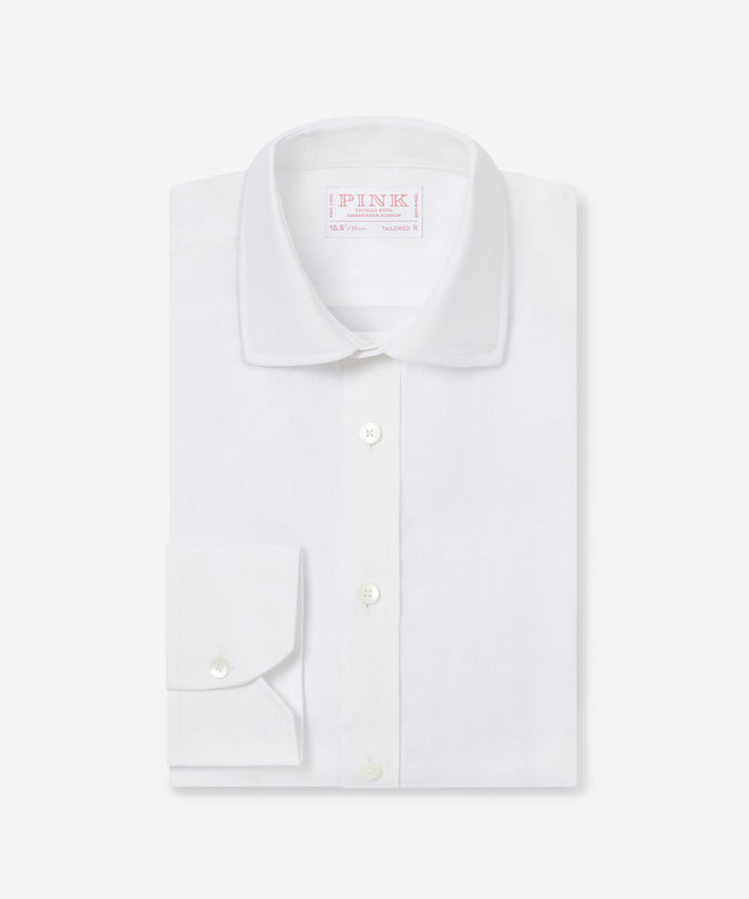 White Tailored Fit Essential Linen Formal Shirt