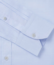 Pale Blue & White Slim Fit Prince of Wales Check Formal Shirt