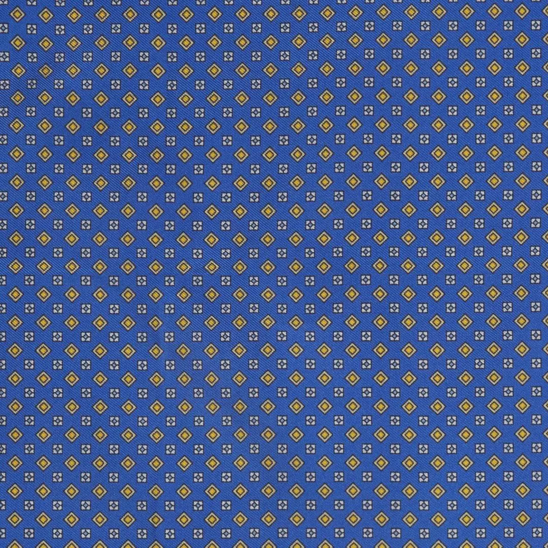 Blue & Yellow Small Biscuit Motif Silk Printed Tie